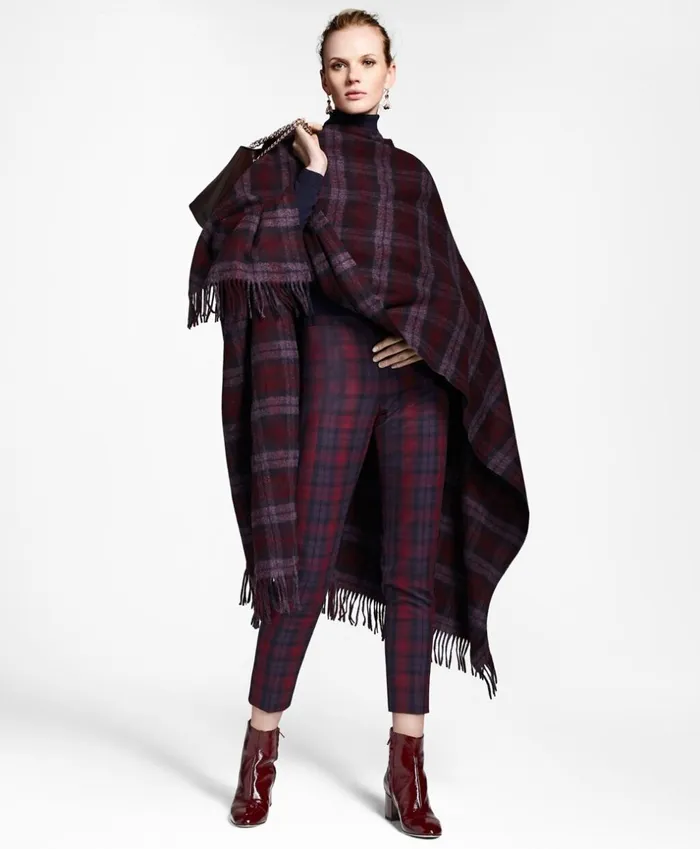 Brooks Brothers Scarves Hats and Gloves Tartan Wool Ruana Navypurple 8211 Women Brooks Brothers Scarves Hats and Gloves Tartan Wool Ruana Navypurple 8211 Women