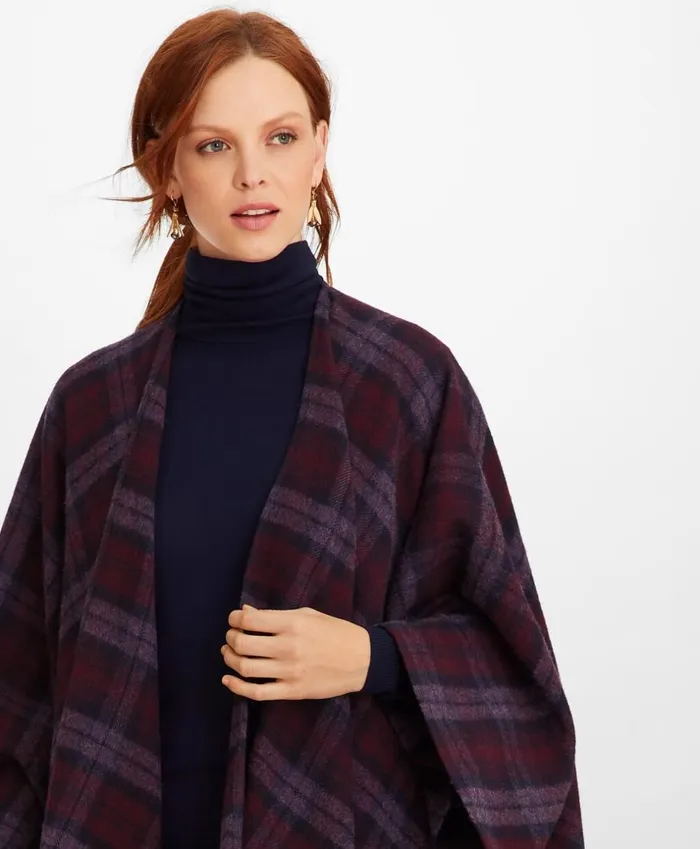 Brooks Brothers Scarves Hats and Gloves Tartan Wool Ruana Navypurple 8211 Women Brooks Brothers Scarves Hats and Gloves Tartan Wool Ruana Navypurple 8211 Women