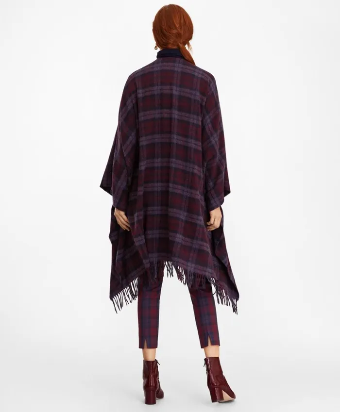 Brooks Brothers Scarves Hats and Gloves Tartan Wool Ruana Navypurple 8211 Women Brooks Brothers Scarves Hats and Gloves Tartan Wool Ruana Navypurple 8211 Women