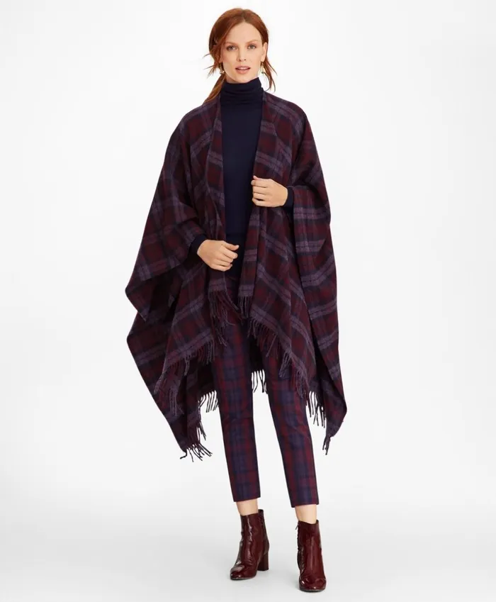 Brooks Brothers Scarves Hats and Gloves Tartan Wool Ruana Navypurple 8211 Women Brooks Brothers Scarves Hats and Gloves Tartan Wool Ruana Navypurple 8211 Women