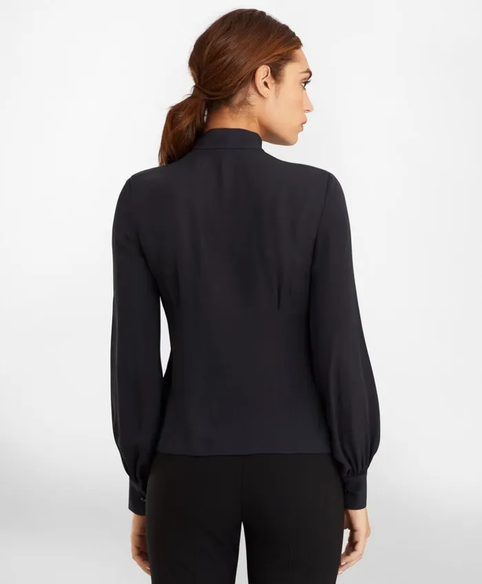 Brooks Brothers Shirts and Tops BowNeck Silk Georgette Blouse Black 8211 Women Brooks Brothers Shirts and Tops BowNeck Silk Georgette Blouse Black 8211 Women