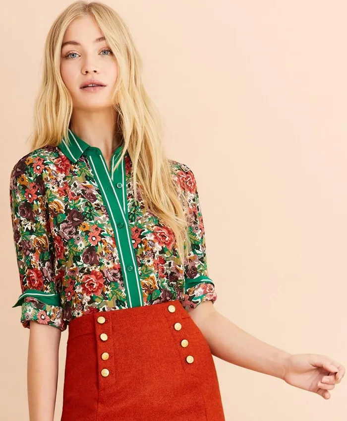 Brooks Brothers Shirts and Tops FloralPrint Crepe Blouse Greenmulti 8211 Women Brooks Brothers Shirts and Tops FloralPrint Crepe Blouse Greenmulti 8211 Women