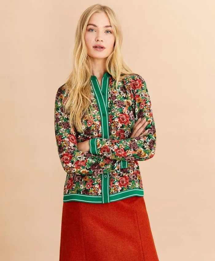 Brooks Brothers Shirts and Tops FloralPrint Crepe Blouse Greenmulti 8211 Women Brooks Brothers Shirts and Tops FloralPrint Crepe Blouse Greenmulti 8211 Women
