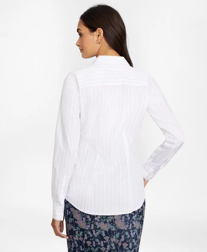 Brooks Brothers Shirts and Tops NonIron Striped Supima Cotton Fitted Shirt Whitepurple 8211 Women Brooks Brothers Shirts and Tops NonIron Striped Supima Cotton Fitted Shirt Whitepurple 8211 Women