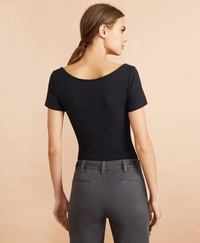 Brooks Brothers Shirts and Tops RibKnit Short Sleeve Bodysuit Black 8211 Women Brooks Brothers Shirts and Tops RibKnit Short Sleeve Bodysuit Black 8211 Women