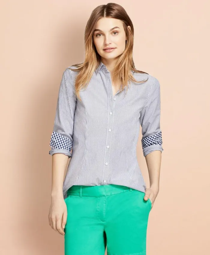 Brooks Brothers Shirts and Tops Striped Stretch Cotton Poplin Shirt Blue 8211 Women Brooks Brothers Shirts and Tops Striped Stretch Cotton Poplin Shirt Blue 8211 Women