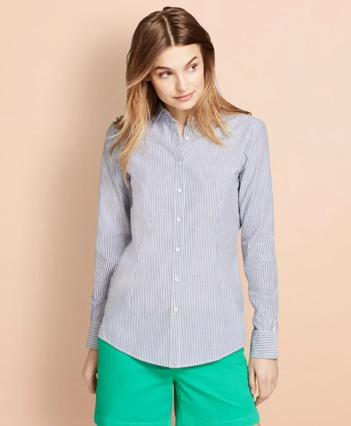 Brooks Brothers Shirts and Tops Striped Stretch Cotton Poplin Shirt Blue 8211 Women Brooks Brothers Shirts and Tops Striped Stretch Cotton Poplin Shirt Blue 8211 Women