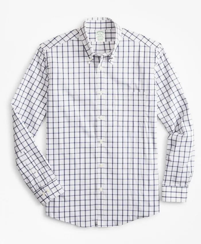 Brooks Brothers Sport Shirts Milano SlimFit Sport Shirt Performance Series With COOLMAX Windowpane Navy 8211 Men Brooks Brothers Sport Shirts Milano SlimFit Sport Shirt Performance Series With COOLMAX Windowpane Navy 8211 Men