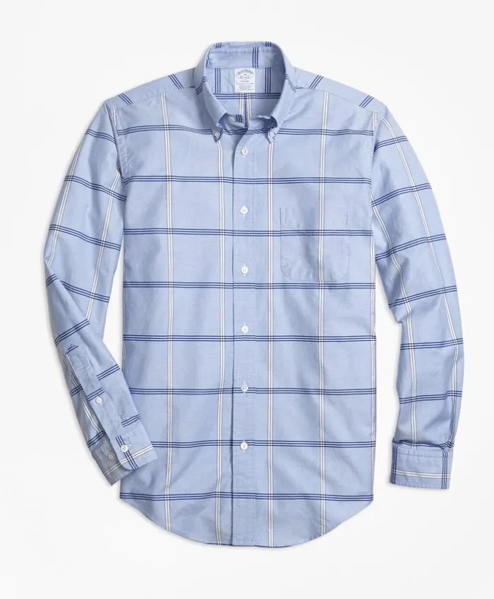 Brooks Brothers Sport Shirts Regent Fit Oxford BB1 Windowpane Sport Shirt Light Blue 8211 Men Brooks Brothers Sport Shirts Regent Fit Oxford BB1 Windowpane Sport Shirt Light Blue 8211 Men