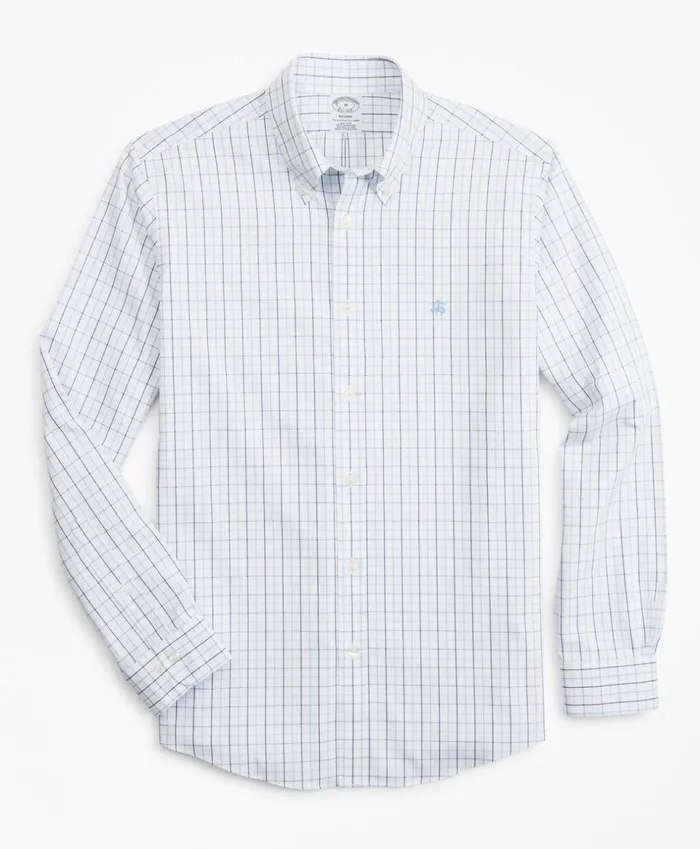 Brooks Brothers Sport Shirts Stretch Regent Fitted Sport Shirt NonIron Windowpane Blue 8211 Men Brooks Brothers Sport Shirts Stretch Regent Fitted Sport Shirt NonIron Windowpane Blue 8211 Men