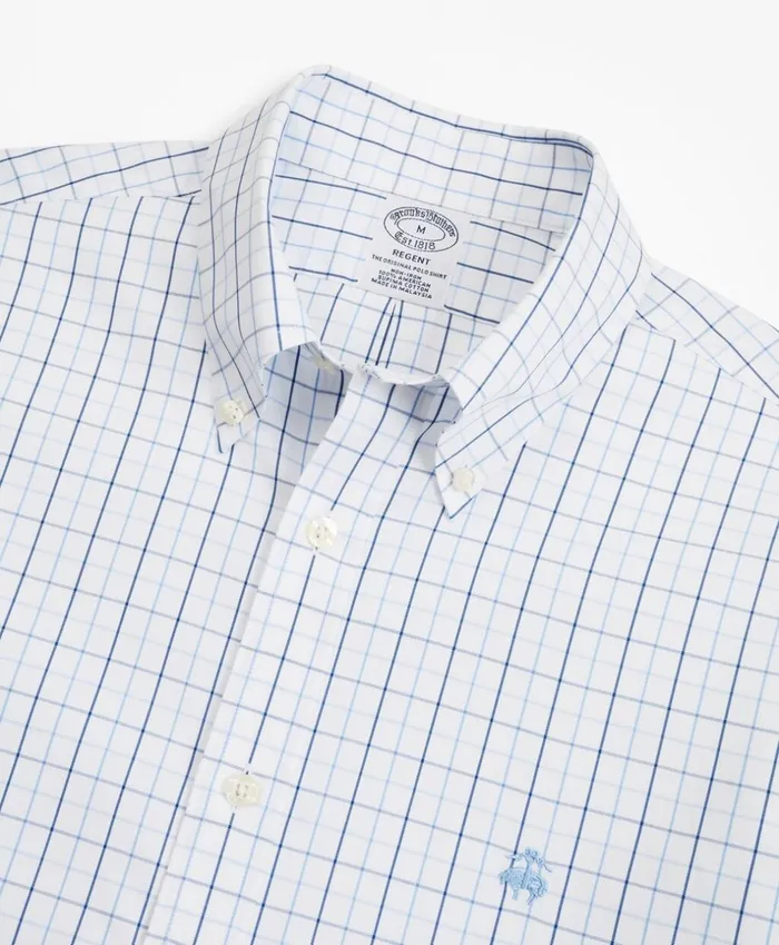 Brooks Brothers Sport Shirts Stretch Regent Fitted Sport Shirt NonIron Windowpane Blue 8211 Men Brooks Brothers Sport Shirts Stretch Regent Fitted Sport Shirt NonIron Windowpane Blue 8211 Men
