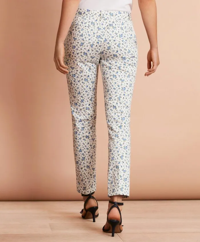 Brooks Brothers Suit Separates FloralPrint Stretch Cotton Sateen Pants Whiteblue 8211 Women Brooks Brothers Suit Separates FloralPrint Stretch Cotton Sateen Pants Whiteblue 8211 Women