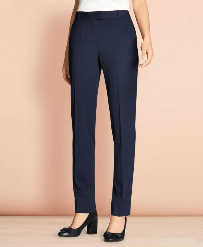 Brooks Brothers Suit Separates Tapered Stretch Wool Trousers Navy 8211 Women