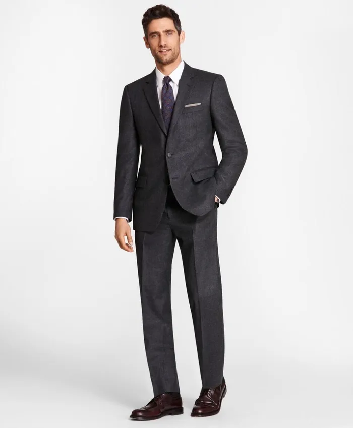 Brooks Brothers Suits Madison Fit Stretch Flannel 1818 Suit Charcoal 8211 Men