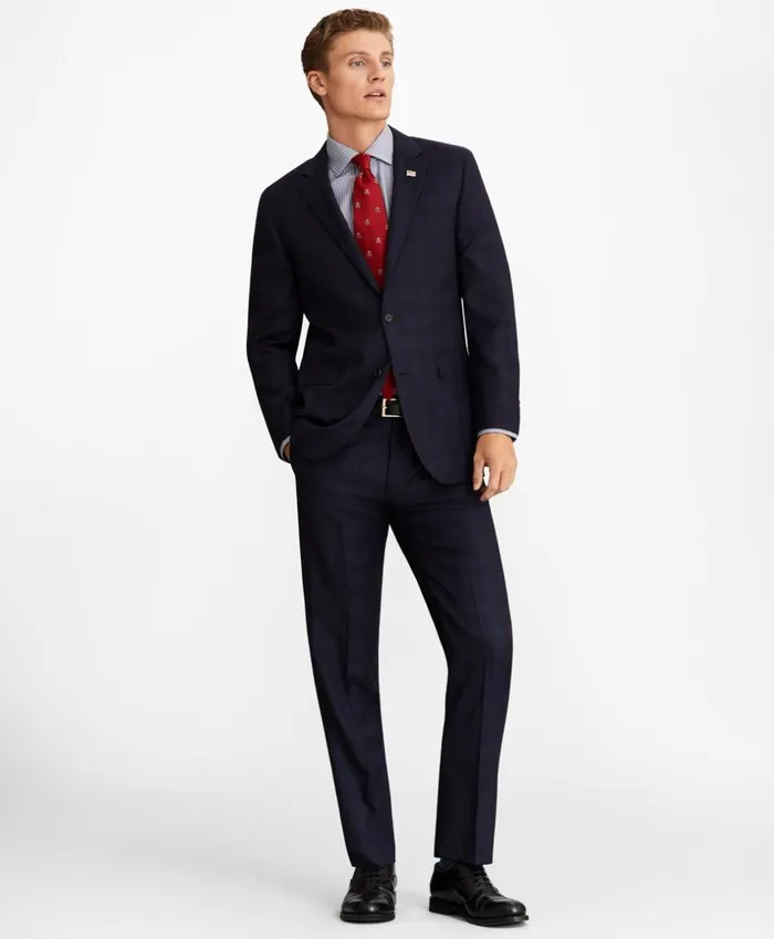 Brooks Brothers Suits Milano Fit Plaid 1818 Suit Navy 8211 Men