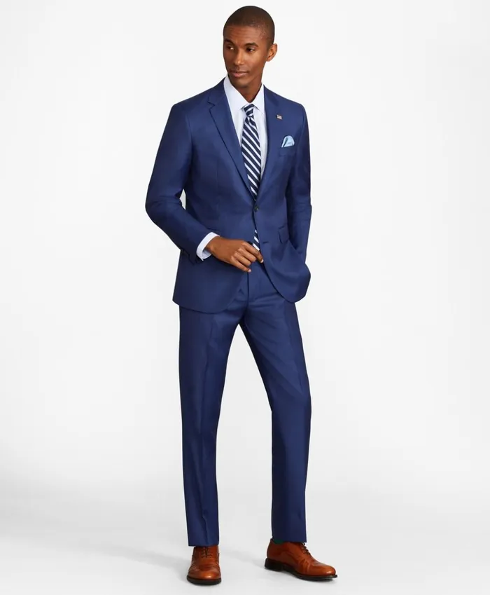 Brooks Brothers Suits Milano Fit Sharkskin 1818 Suit Blue 8211 Men