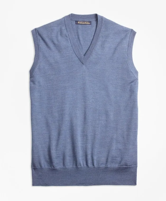 Brooks Brothers Sweaters BrooksTech Merino Wool Vest Denim 8211 Men