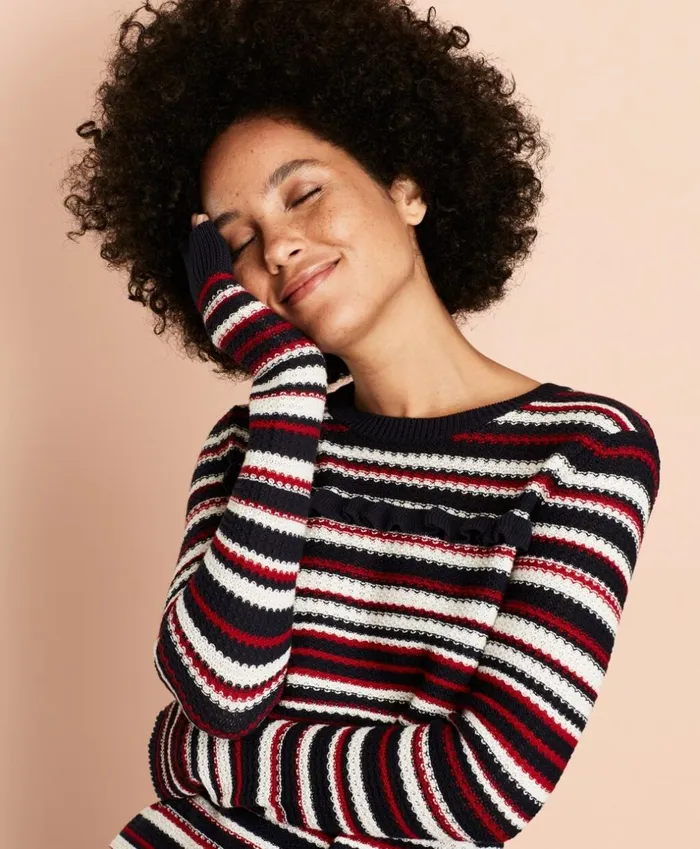 Brooks Brothers Sweaters Striped Pointelle Cotton Sweater Navymulti 8211 Women Brooks Brothers Sweaters Striped Pointelle Cotton Sweater Navymulti 8211 Women
