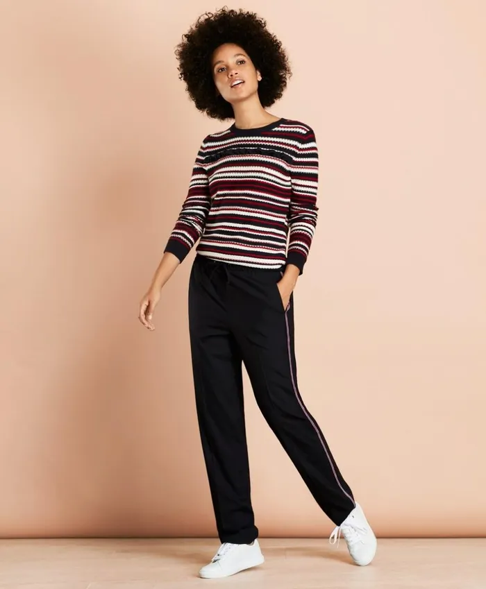 Brooks Brothers Sweaters Striped Pointelle Cotton Sweater Navymulti 8211 Women Brooks Brothers Sweaters Striped Pointelle Cotton Sweater Navymulti 8211 Women