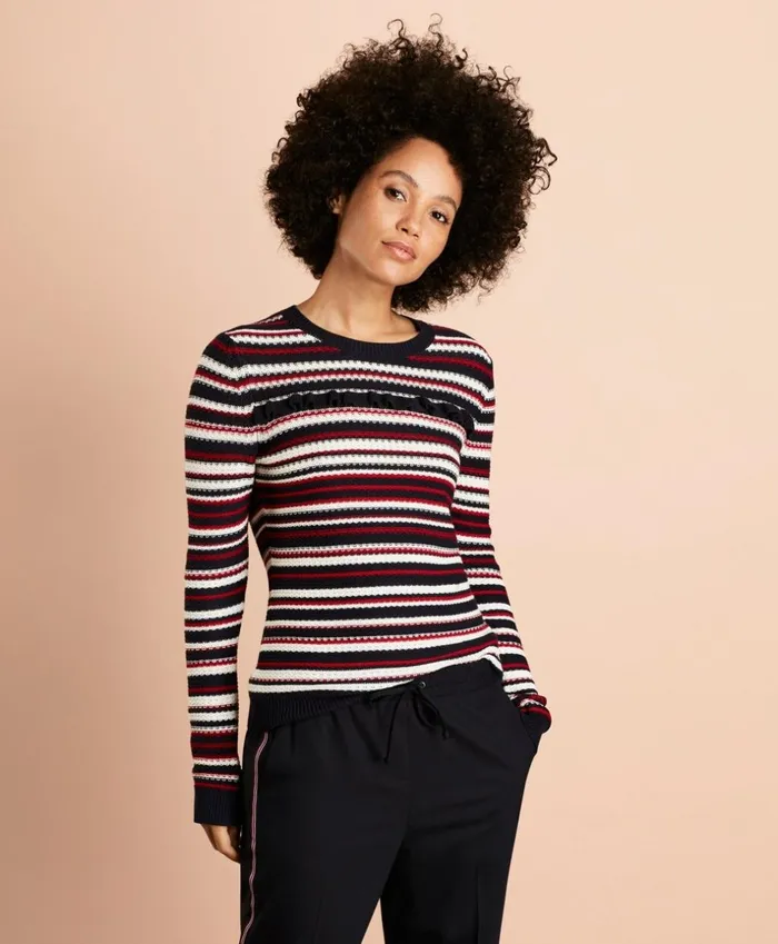 Brooks Brothers Sweaters Striped Pointelle Cotton Sweater Navymulti 8211 Women Brooks Brothers Sweaters Striped Pointelle Cotton Sweater Navymulti 8211 Women