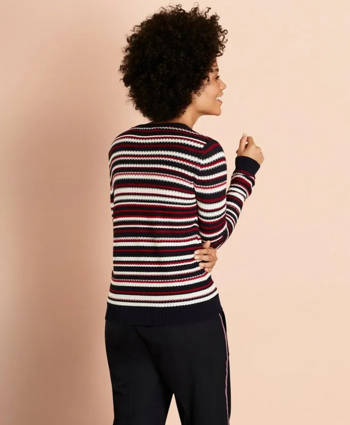 Brooks Brothers Sweaters Striped Pointelle Cotton Sweater Navymulti 8211 Women Brooks Brothers Sweaters Striped Pointelle Cotton Sweater Navymulti 8211 Women