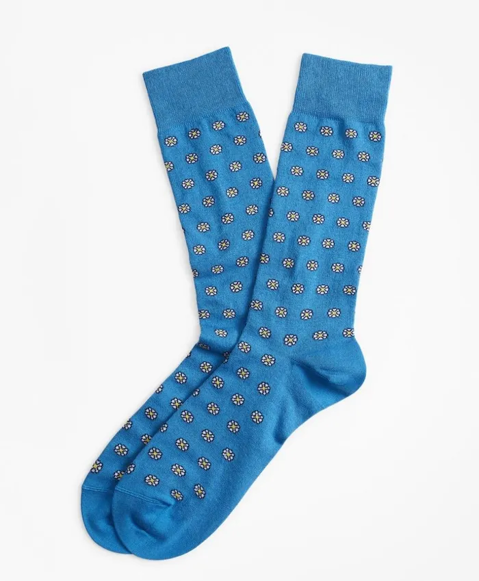 Brooks Brothers Underwear and Socks Daisy Crew Socks Sky Blue 8211 Men