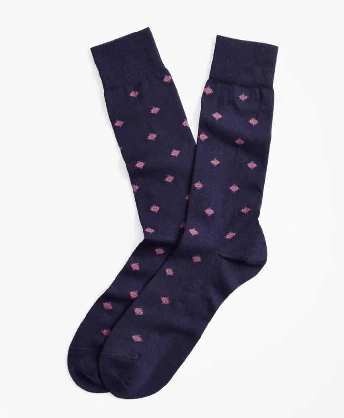 Brooks Brothers Underwear and Socks Medallion Crew Socks Blue 8211 Men