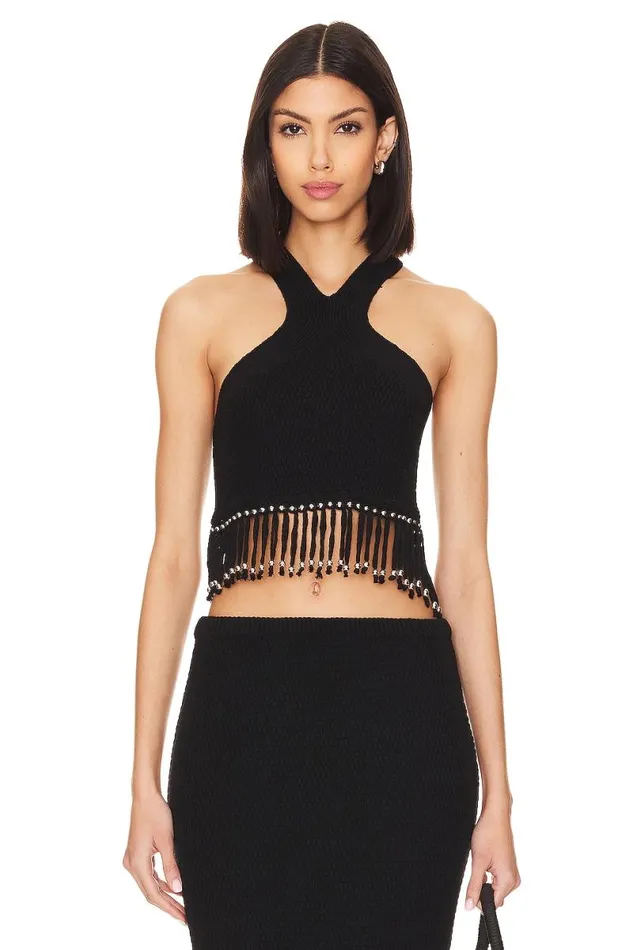 Bryony Fringe Top Black Women Lovers and Friends Tops