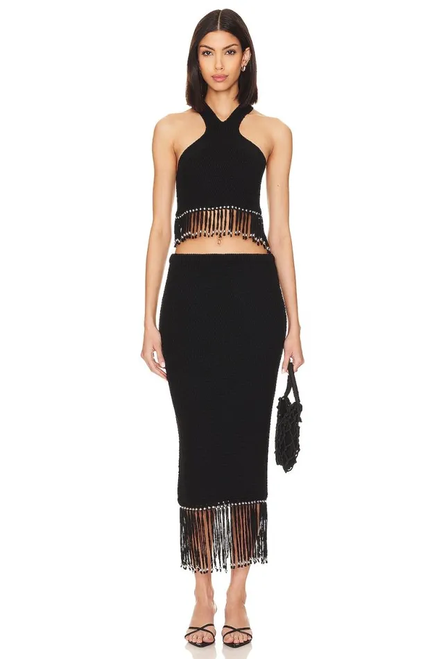 Bryony Fringe Top Black Women Lovers and Friends Tops