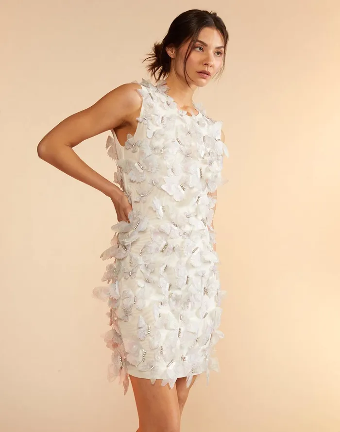 Butterfly Embellished Dress 8211 Ivory Women Cynthia Rowley Dresses