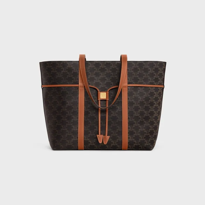 Cabas Drawstring In Triomphe Canvas And Calfskin Tan Women CELINE CABAS