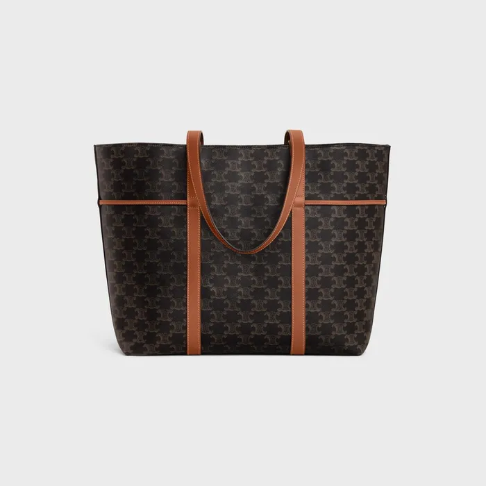 Cabas Drawstring In Triomphe Canvas And Calfskin Tan Women CELINE CABAS Cabas Drawstring In Triomphe Canvas And Calfskin Tan Women CELINE CABAS