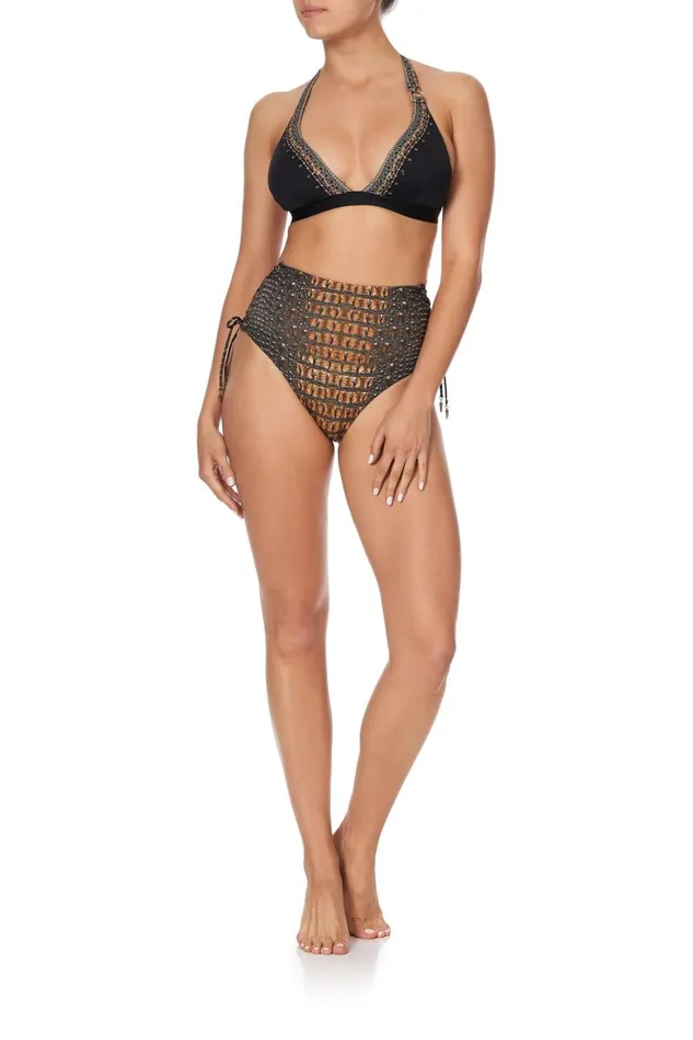 Camilla Bikinis Women High Tri With D Ring Solid Black