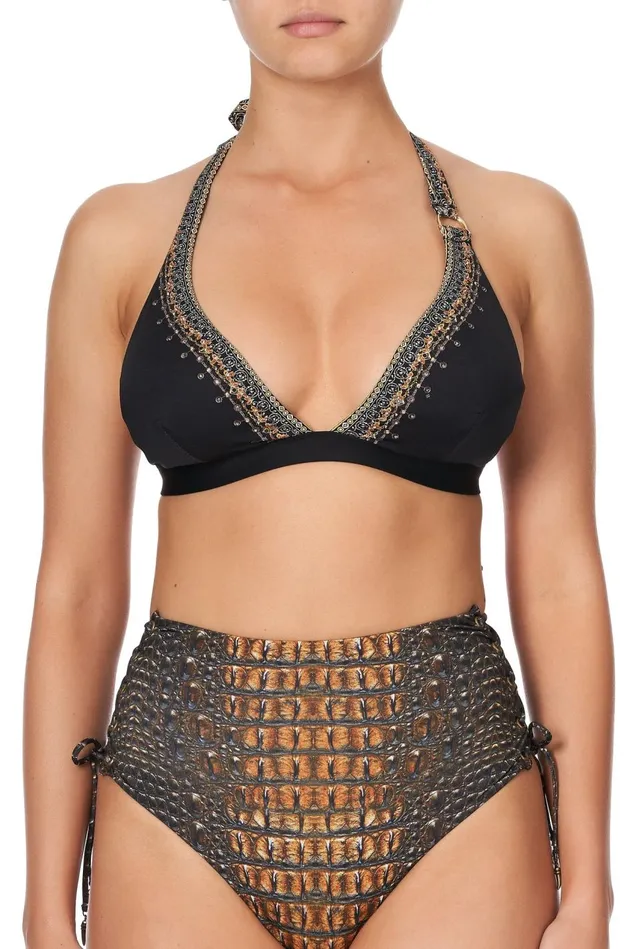 Camilla Bikinis Women High Tri With D Ring Solid Black