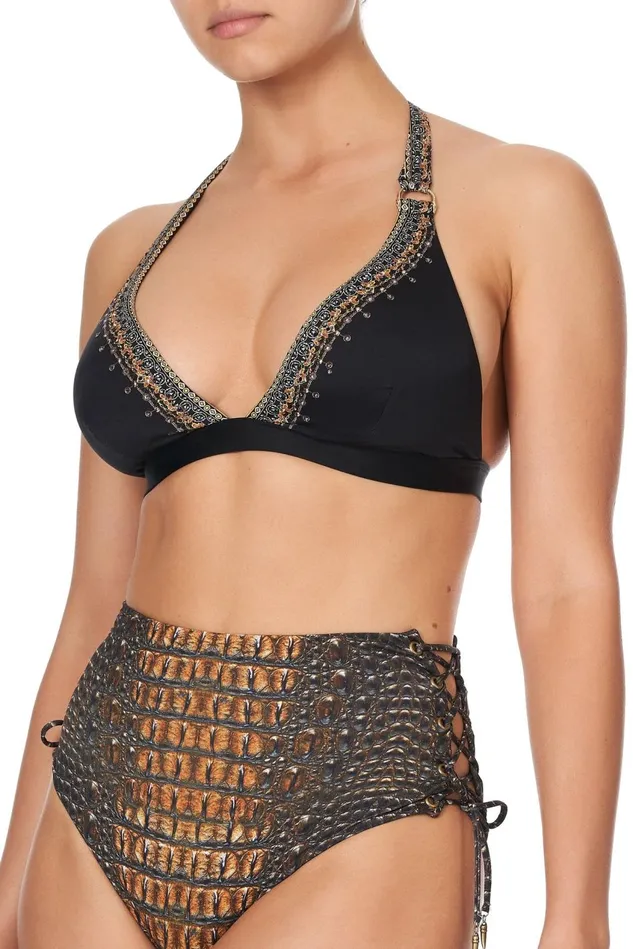 Camilla Bikinis Women High Tri With D Ring Solid Black