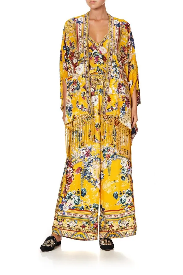 Camilla Kaftans and Coverups Women Short Cape Crowned Roses