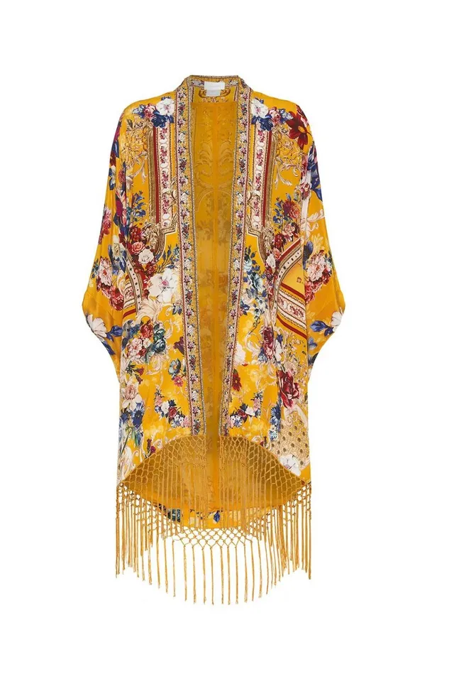 Camilla Kaftans and Coverups Women Short Cape Crowned Roses