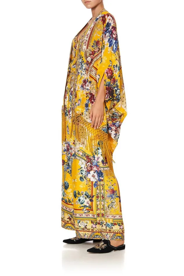 Camilla Kaftans and Coverups Women Short Cape Crowned Roses