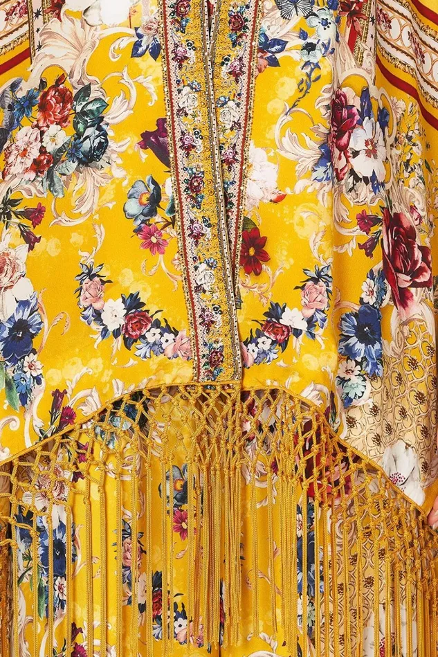 Camilla Kaftans and Coverups Women Short Cape Crowned Roses