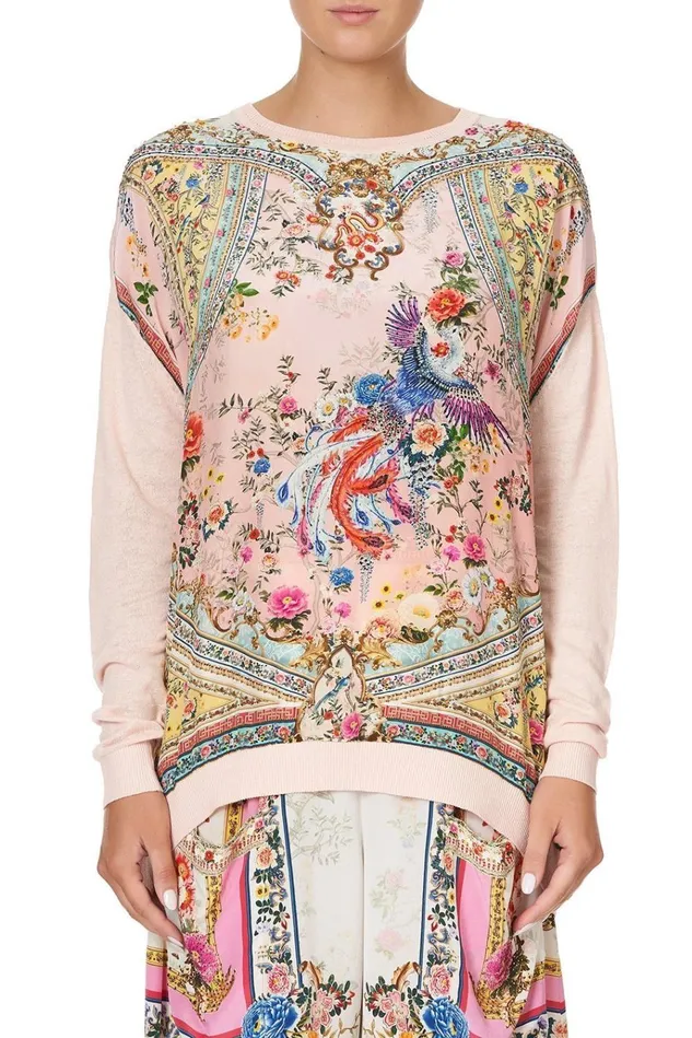 Camilla Knitwear Women Long Sleeve Jumper With Print Front Party In The Palace