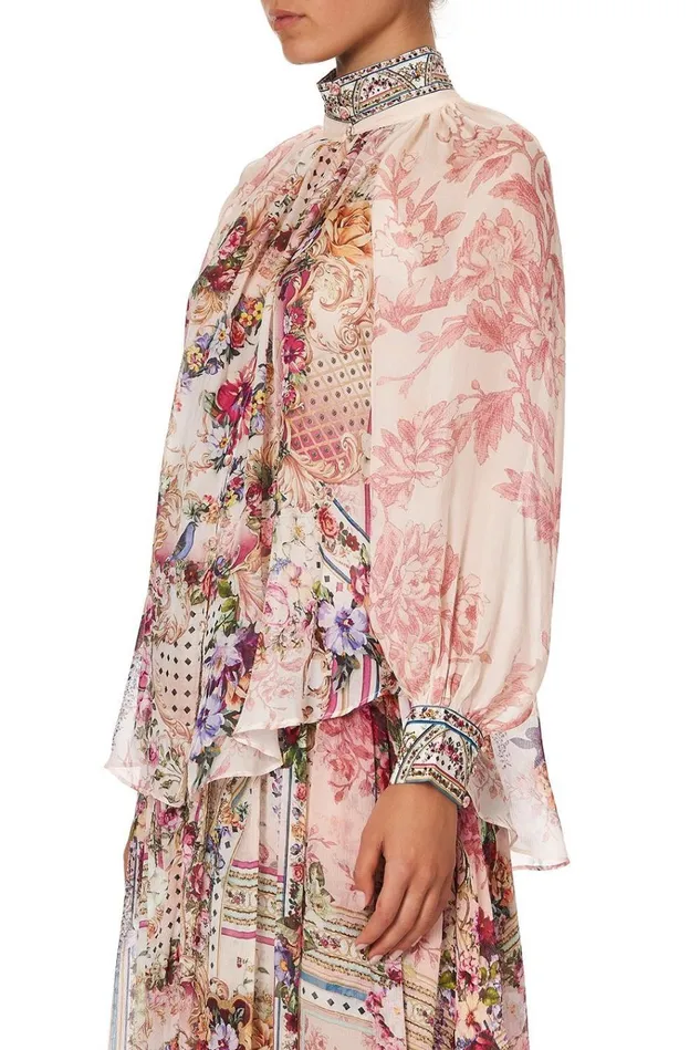 Camilla Modest Clothing Women Raglan Button Up Shirt Summoned By A Rose