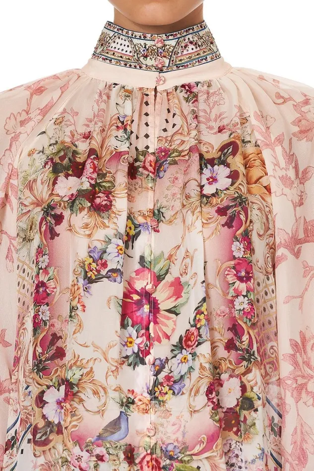 Camilla Modest Clothing Women Raglan Button Up Shirt Summoned By A Rose