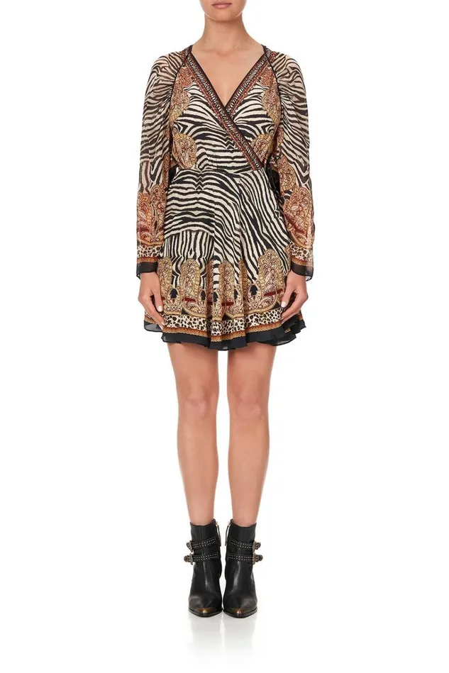 Camilla Party Dresses Women Short Dress With Draped Sleeve Wild Fire