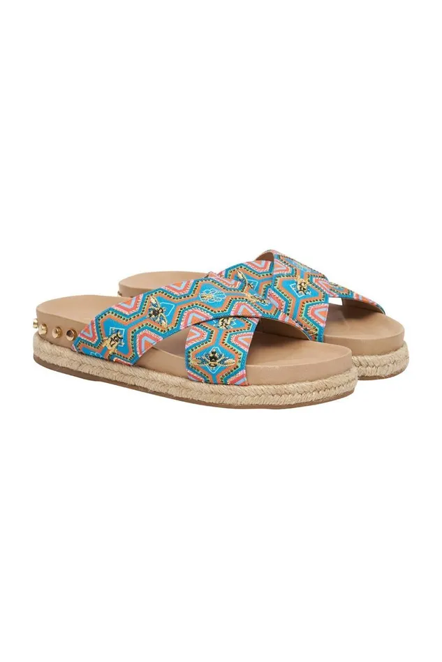 Camilla Shoes Women Embellished Espadrille Slide Natural