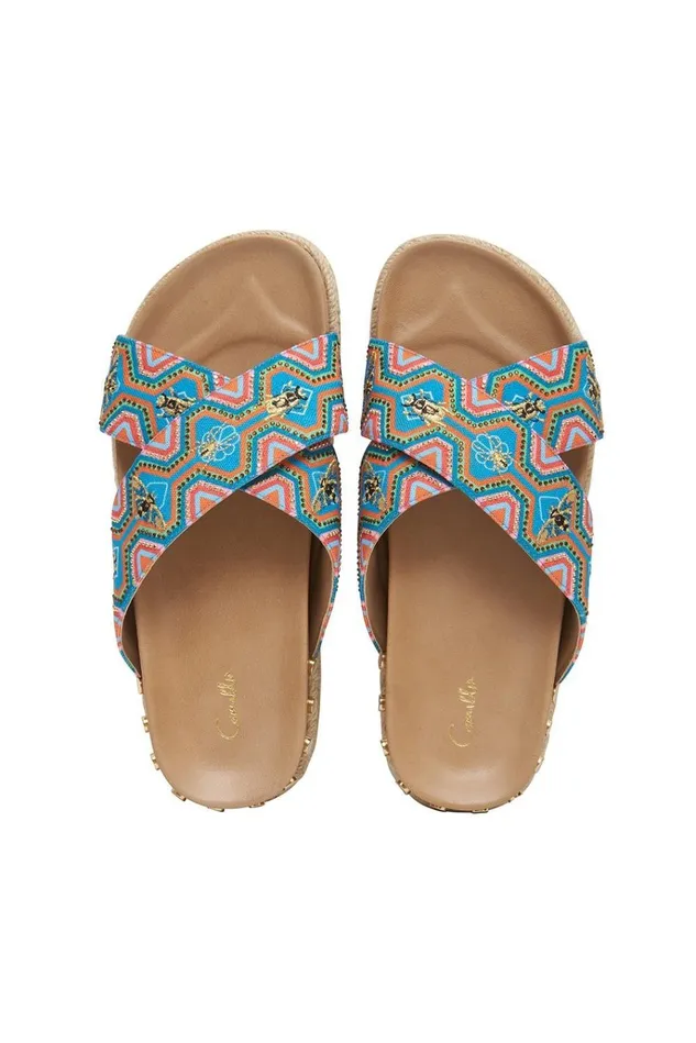 Camilla Shoes Women Embellished Espadrille Slide Natural
