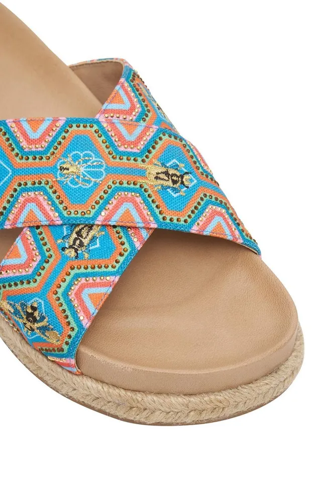 Camilla Shoes Women Embellished Espadrille Slide Natural