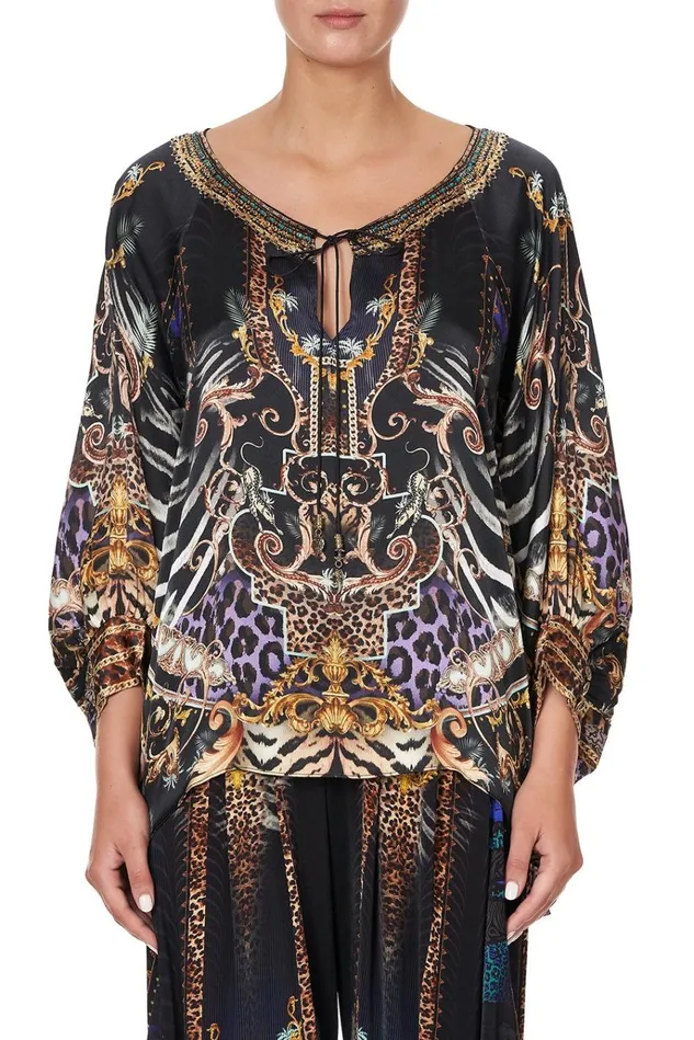 Camilla Tops Women Black Raglan Sleeve Blouse With Cuff Shes Got Grace