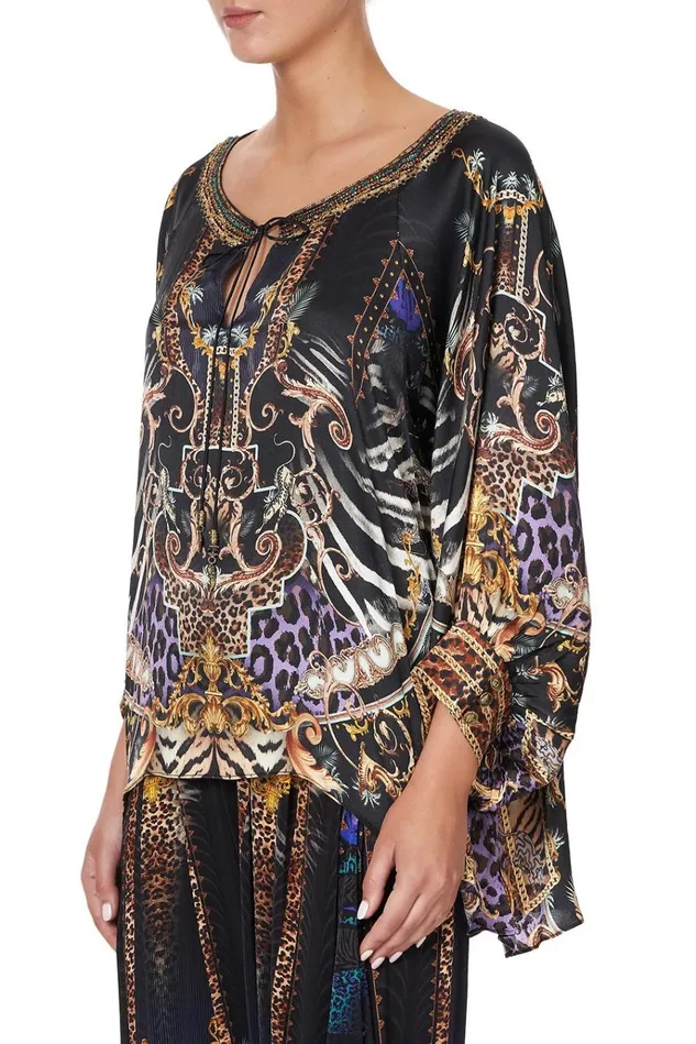 Camilla Tops Women Black Raglan Sleeve Blouse With Cuff Shes Got Grace