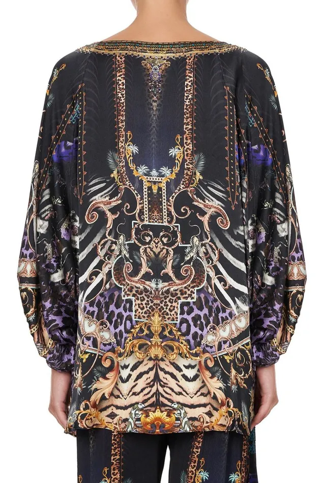Camilla Tops Women Black Raglan Sleeve Blouse With Cuff Shes Got Grace