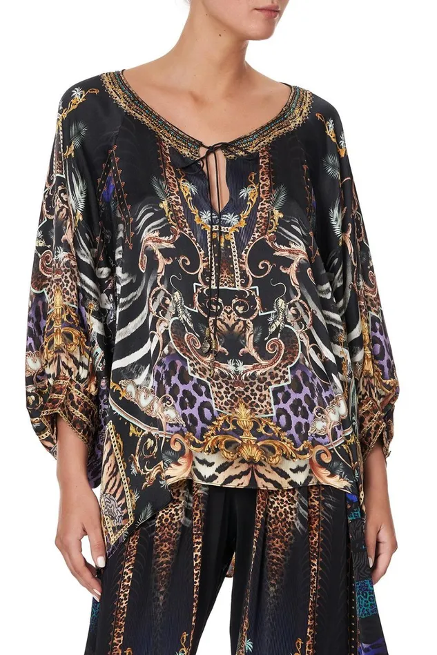 Camilla Tops Women Black Raglan Sleeve Blouse With Cuff Shes Got Grace